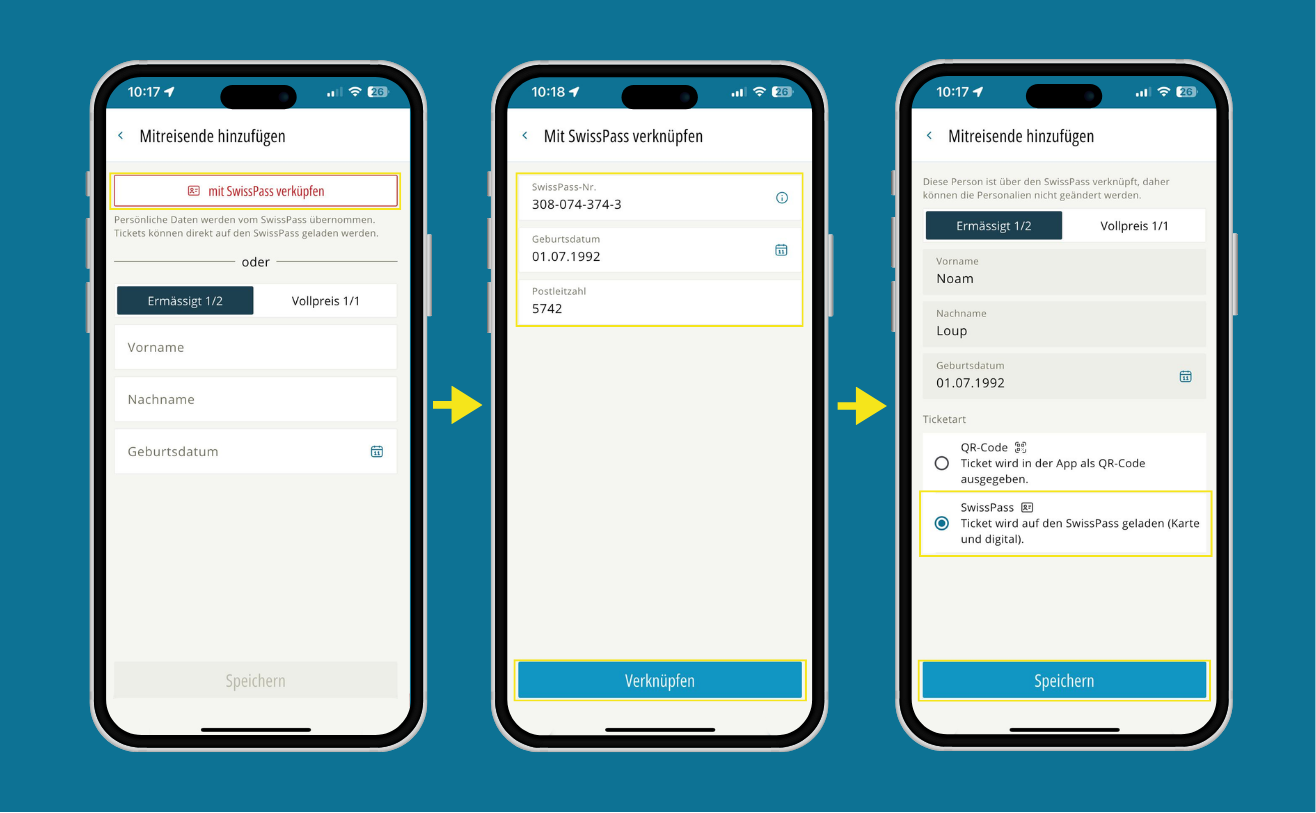 Ticketart für Mitreisende wird auf SwissPass geändert